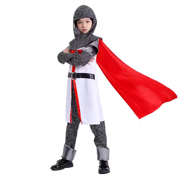 Hot selling new high Quality Halloween medieval Templar Crusader costume for boys2